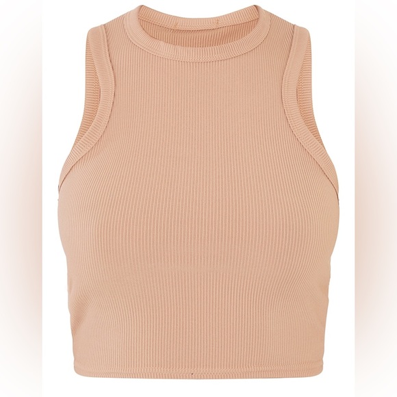 (A4) PrettyLittle Thing Oatmeal Rib Racer Neck Tank, Size 12, NWT - Picture 4 of 5
